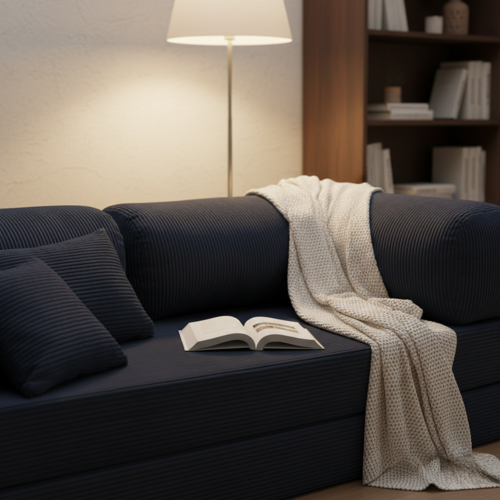 Canapé convertible 2 places L'Intemporel Bleu Abyssal | Nüvola